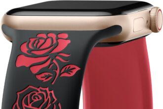 Maledan Floral Engraved Band Compatible with Apple Watch Bands 40mm 41mm 38mm 44mm 45mm 42mm 49mm Women, Cute Two Tone Flower Soft Silicone Sport Strap for iWatch Series 9 8 7 6 5 4 3 2 1 SE Ultra 2