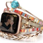 Boho Leather Bracelet Compatible with Apple Watch Bands for Women Men 38mm 40mm 41mm 42mm 44mm 45mm 49mm – Multilayer Wrap Dressy Apple Watch Strap for Cute Iwatch Band Series 9 8 7 6 SE Ultra 2 5 4 3 2 1