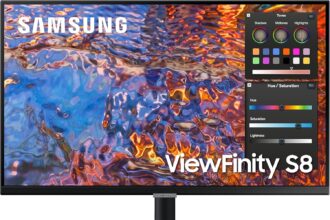 Samsung 27-Inch ViewFinity S80PB Series UHD Computer Monitor, DCI-P3 98%, VESA DisplayHDR 400, IPS Panel, Matte Display, USB-C, PIP/PBP, Intelligent Eye Care, LS27B806PXNXGO, 2023,Black