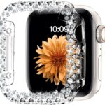 Bling Bumper Case Women Compatible with Apple Watch 40mm 41mm 44mm 45mm Full Diamond Protective Face Cover PC Frame Protector Accessories for iWatch Series 4/5/6/7/8/9/SE