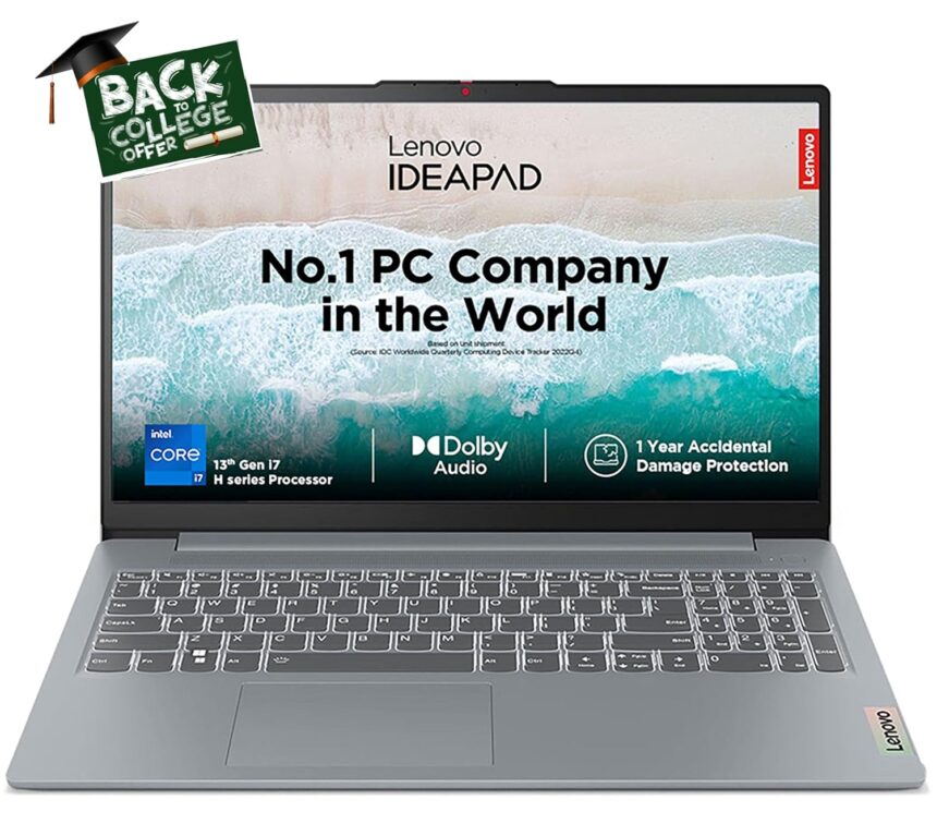 Lenovo IdeaPad Slim 3 13th Gen Intel Core i7-13620H 15″ (38.1cm) FHD IPS 300 Nits Thin & Light Laptop (16GB/512GB SSD/Win 11/MSO 21/1Yr ADP Free/Alexa Built-in/3 mon Game Pass/Grey/1.6Kg), 83EM008GIN