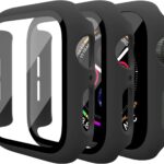 3 Pack Case for Apple Watch Series 9 Series 8 Series 7 41mm Hard PC Case with Tempered Glass Screen Protector Waterproof Anti-Scratch HD Ultra-Thin Full Protective Cover for iWatch 41mm (Black)