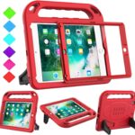 BMOUO Kids Case for iPad 9.7 2018/2017/iPad Air 2/1/Pro 9.7-Built-in Screen Protector Shockproof Handle Convertible Stand Case for iPad 9.7 Inch 2018 (6th Generation)/2017 (5th Generation)/Air 2, Red