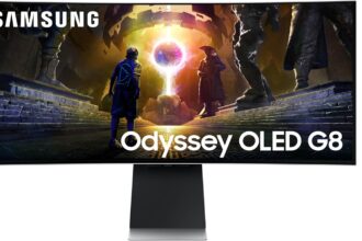 SAMSUNG 34″ Odyssey G85SD Series QD-OLED Ultra WQHD Curved Gaming Monitor, 175Hz, 0.03ms, DisplayHDR True Black 400, AMD FreeSync Premium Pro, Advanced Game Streaming, LS34DG856SNXZA, 2024