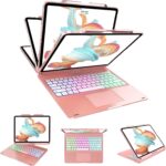 Keyboard Case for iPad Air 13-inch (M2, 2024) & iPad Pro 12.9 (6th 2022/5th 2021/4th 2020/3rd 2018 Gen), Magic 360°Rotatable & Swivel Keyboard with Trackpad, 7 Color Backlit with Pen Holder Rose Gold