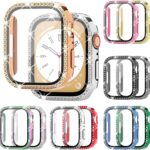 12-Pack Rc-Z Bling Case for Apple Watch 45mm Series 9 8 7 Screen Protector, Women Glitter Diamond Rhinestone Bumper Face Cover for iWatch Accessories 45 mm