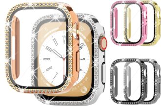 12-Pack Rc-Z Bling Case for Apple Watch 45mm Series 9 8 7 Screen Protector, Women Glitter Diamond Rhinestone Bumper Face Cover for iWatch Accessories 45 mm