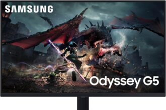 SAMSUNG 32-Inch Odyssey G50D Series QHD Fast IPS Gaming Monitor, 1ms, VESA DisplayHDR 400, 180Hz, AMD FreeSync, Adjustable Stand, Eye Saver Mode, LS32DG502ENXZA, 2024