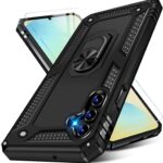 Vaki for Samsung Galaxy S24 FE Case with Screen Protector, Military Grade Rugged Shockproof Galaxy S24 FE 5G Heavy Duty Protective Cover Black