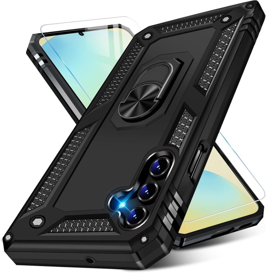 Vaki for Samsung Galaxy S24 FE Case with Screen Protector, Military Grade Rugged Shockproof Galaxy S24 FE 5G Heavy Duty Protective Cover Black