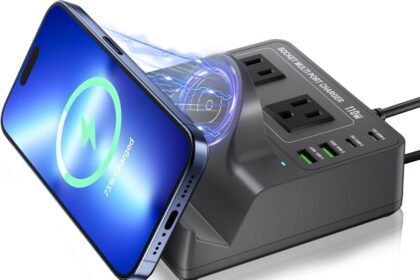 USB Charging Station for Multiple Devices Apple, TOPOINT 7 in 1 Power Strip with Wireless Charger for iPhone, 65W Fast Charging USB C Charger Block Phone for Samsung Android MacBook iPad Tablet