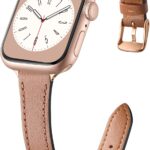 Charlam Slim Leather Band Compatible with Apple Watch Band 40mm 38mm 41mm 42mm 44mm 45mm 46mm Women,Top Grain Genuine Leather Strap Thin Watch Wristband for iWatch Series 10 9 8 7 6 5 4 3 2 1 SE Ultra