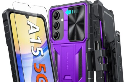 FNTCASE for Samsung Galaxy A15-5G Case: Rugged Protective Phone Cases with Kickstand & Holster | Military Grade Shockproof Protection Durable Heavy Duty Drop Proof Hard Covers 6.5 inch Purple