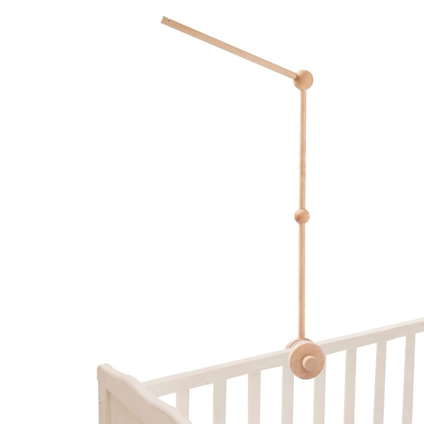 Crib Mobile Arm, HBM 30 Inch Wooden Mobile Arm for Crib Rotating Baby Mobile Hanger Beech Mobile Crib Arm Attachment Nursery Decor,Anti Slip for Sturdy Crib Mobile Hanger for Crib