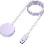 IEOVIEE Upgrade Samsung Galaxy Watch 6/6 Classic Charger, USB C Aluminum Alloy Charging Cable Compatible with Samsung Galaxy Watch 5/5 Pro/Samsung Galaxy Watch 7 (Light Purple, USB C/Type C)