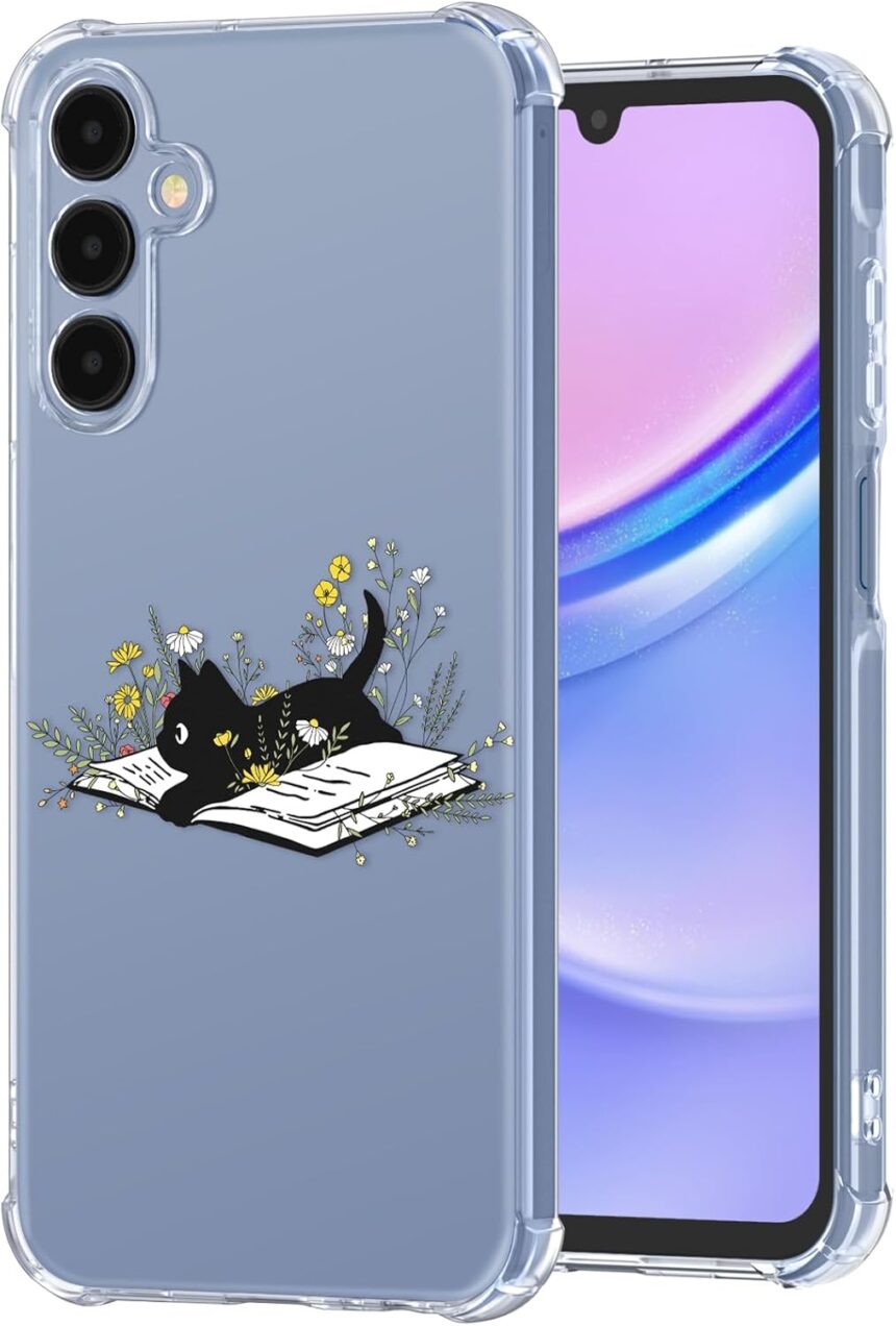 Buleens for Samsung Galaxy A14 5G Case 6.6 Inch – Clear Flexible TPU Women Cute Girls Protection Phone Cover Slim Fit Shockproof Fun Girly Cartoon Design Pattern for Samsung A14 5G Case, Cats