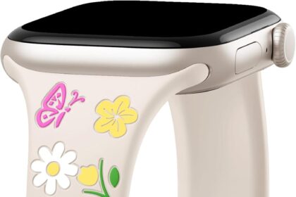 Floral Engraved Slim Band Compatible With Apple Watch Bands for Women 40mm 41mm 38mm 42mm 44mm 45mm 46mm 49mm, Soft Silicone Inlay Sport Strap for iWatch Series 10 9 8 7 6 5 4 3 2 1 SE Ultra