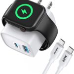 for Apple Watch Charger with 20W Fast Charging Block, 3 in 1 PD USB C Wall Charger Block for iWatch Series Ultra/9/8/7/6, Compatible with iPhone 16/16 Pro/iPhone 15 Series, White