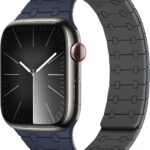 Amizee Magnetic Bands Compatible with Apple Watch Band 49mm 46mm 45mm 44mm 42mm 41mm 40mm 38mm Women Men, Sport Silicone Strap for iWatch Ultra 2 Series 10 9 8 7 6 SE 5 4 (42/41/40/38, Dark Blue Gray)