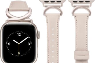 Minyee Leather Bands Compatible with Apple Watch Band 41mm 40mm 38mm 42mm 44mm 45mm 46mm 49mm Women, Slim Thin Dressy Strap with C-Shape Metal Buckle for iWatch Series 10 9 Ultra SE 8 7 6 5 4 3 2 1