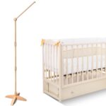 360° Adjustable Wooden Floor-Standing Crib Mobile Arm with Arched Anti-tilt Base 62 Inches Baby Mobile Hanger for Crib Movable Mobile Holder for Crib with Adjustable Height Nursery Decor