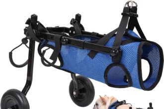 Adjustable Small Dog Wheelchair – Mobility Aid for Disabled Pets,Small Dog Wheelchair for Back Legs， Leg Brace & Hip Support (Small)