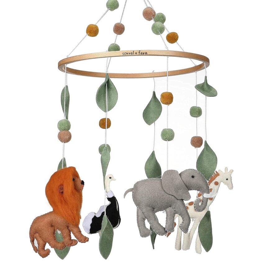 Baby Crib Mobile – Nursery Decoration Ceiling Mobile and Baby Shower Gift for Boys & Girls, Safari Adventure