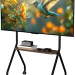 Rolling TV Stand for 49-75 Inch LCD LED OLED Flat/Curved Panel Screen TVs, Mobile TV Stand with Wheels, Height Adjustable TV Floor Stand, Holds up to 110 Lbs, Max VESA 600 x 600 mm, Black