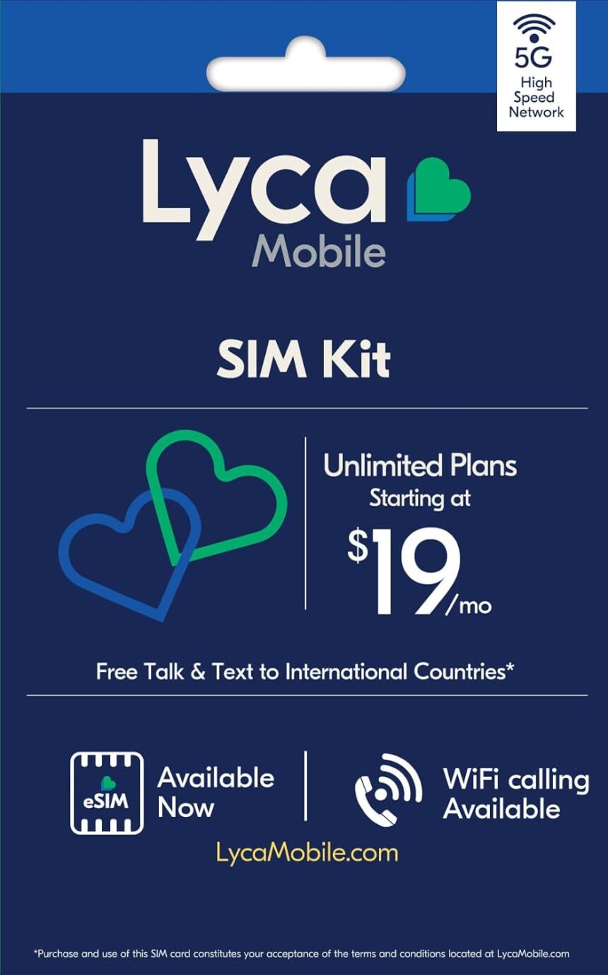 Lyca Mobile 5G/4G Prepaid SIM Card Kit | Unlimited Data, Talk, & Text to 100 Countries | Choose from Plans Starting at /mo.