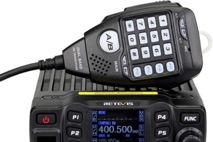 Retevis RT95 Dual Band Mobile Radio, Dual Speaker Mobile Transceiver, 200 Channels 180 Degree Rotatable LCD Display, 2m 70cm Mini Mobile Two Way Radio for RV 4×4 Offroad (1 Pack)