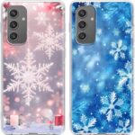 Christmas 2 Pack for Samsung Galaxy S24 5G 6,2″ Phone Cases, Cute Case with Snowflake Pink Blue Pattern Clear Soft Aesthetic Design Funda Flexible Ultra-Thin Girly Protective Women Cover