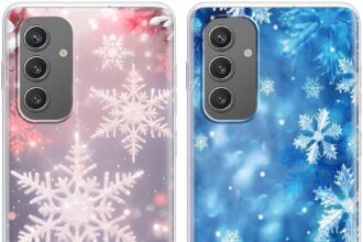 Christmas 2 Pack for Samsung Galaxy S24 5G 6,2″ Phone Cases, Cute Case with Snowflake Pink Blue Pattern Clear Soft Aesthetic Design Funda Flexible Ultra-Thin Girly Protective Women Cover