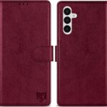 ZZXX for Samsung Galaxy A25 Wallet Case with [RFID Blocking] Card Slot Kickstand Magnetic Closure Leather Flip Fold Protective Phone Case for Samsung Galaxy A25 Case Wallet(Wine Red-6.5 inch)