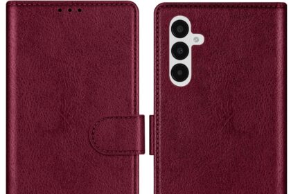 ZZXX for Samsung Galaxy A25 Wallet Case with [RFID Blocking] Card Slot Kickstand Magnetic Closure Leather Flip Fold Protective Phone Case for Samsung Galaxy A25 Case Wallet(Wine Red-6.5 inch)