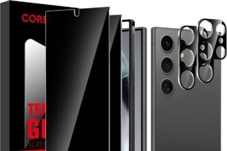 [2+2 Pack] Samsung Galaxy S24 Ultra Privacy Screen Protector and Camera Lens Protector, 9H Tempered Glass, Anti Scratch, Ultrasonic Fingerprint Support, Bubble Free for Samsung Galaxy S24 Ultra