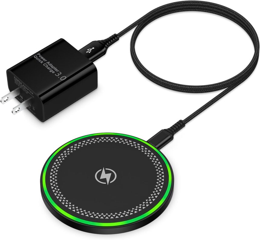 Samsung Wireless Charger Android Fast Charging Pad Wireless Phone Charger Charging Station for Samsung Galaxy S24 Ultra S24+ S24 S23 S22 S21 S20 S10,iPhone 16 Pro Max Plus 15 14 with QC 3.0 Adapter