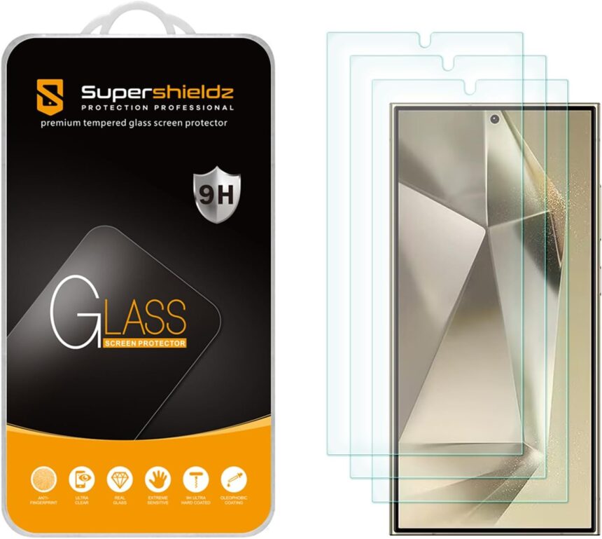 Supershieldz (3 Pack) Designed for Samsung (Galaxy S24 Ultra) Tempered Glass Screen Protector, Anti Scratch, Bubble Free