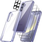 JETech 5 in 1 Case for Samsung Galaxy S24 5G with 2-Pack Each Tempered Glass Screen Protector and Camera Lens Protector, Non-Yellowing Shockproof Bumper Phone Cover (Cobalt Violet)