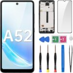 for Samsung Galaxy A52 4G 5G Screen Replacement with Frame – LCD Display Touch Digitizer Full Assembly Fix Glass with Repair Tools Kit SM-A525U A526U