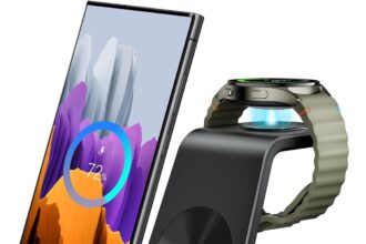 Wireless Charger for Samsung Devices, 4 in 1 Wireless Charging Station for Galaxy S24 Ultra/Z Fold6/Z Flip6/S23 Ultra, Charging Station for Galaxy Watch 7/Ultra/6/6 Classic/5 Pro/5/4, Galaxy Buds2 Pro