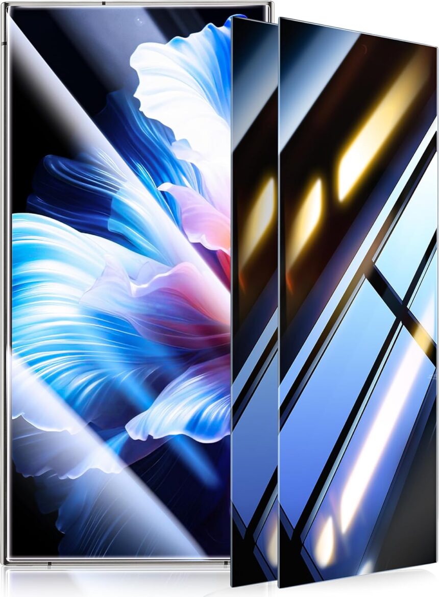 UltraGlass Top 9H+ Glass for Samsung Galaxy S24 Ultra Privacy Screen Protector [Military Grade Shatterproof & 100% Anti-Spy] Privacy Screen Protector S24 Ultra, 2 Pack [Black]