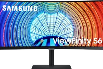 SAMSUNG Viewfinity S65UA Series 34-Inch Ultrawide QHD Curved Monitor, 100Hz, USB-C, HDR10 (1 Billion Colors), Height Adjustable Stand, TUV-certified Intelligent Eye Care (LS34A654UBNXGO),Black